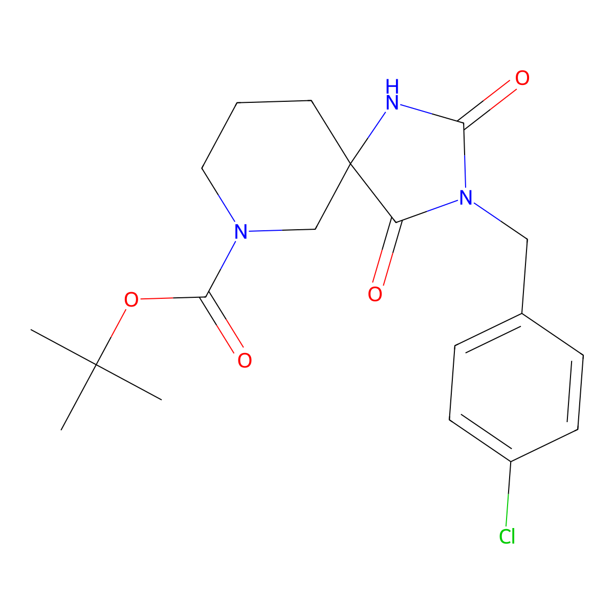 Tert-butyl 3-[(4-chlorophenyl)methyl]-2,4-dioxo-1,3,7-triazaspiro[4.5]decane-7-carboxylate molecular structure, CAS 2379953-76-9