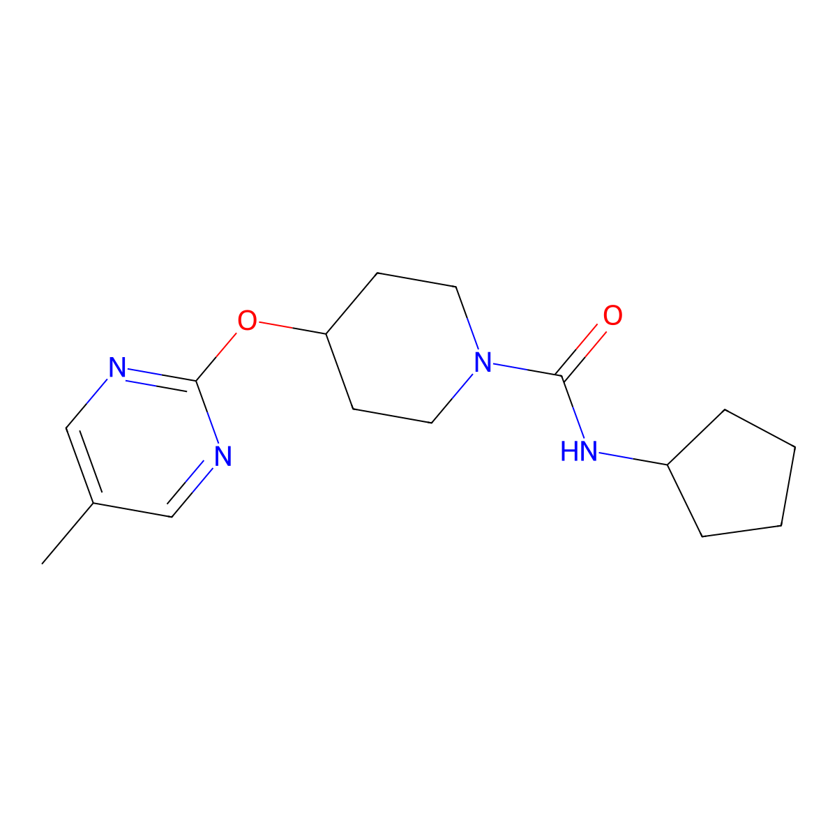 N-cyclopentyl-4-[(5-methylpyrimidin-2-yl)oxy]piperidine-1-carboxamide molecular structure, CAS 2379953-77-0