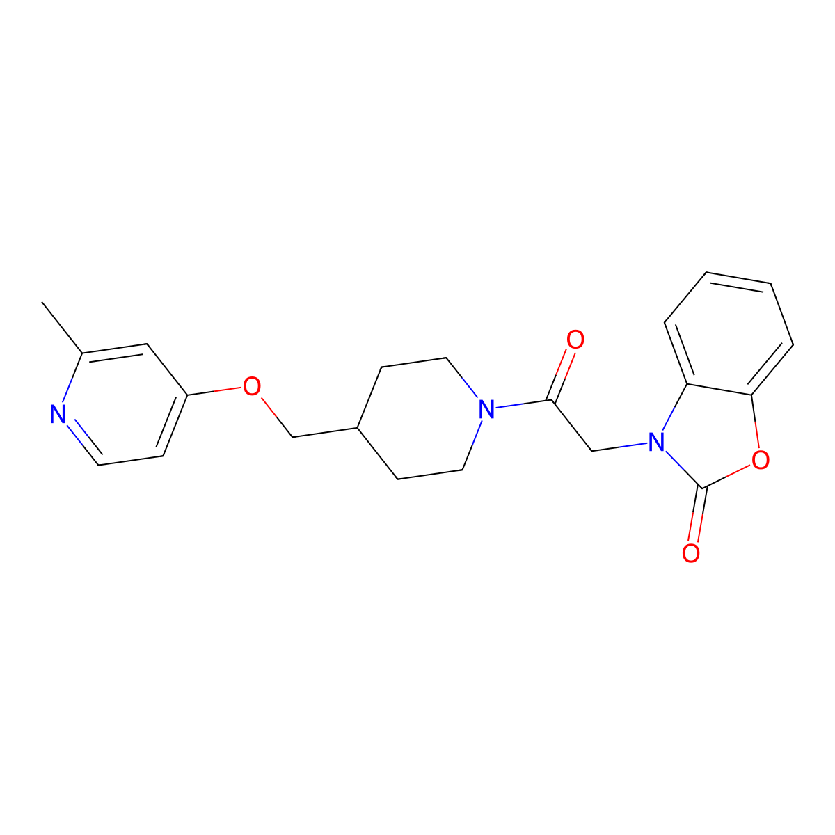 3-[2-(4-{[(2-Methylpyridin-4-yl)oxy]methyl}piperidin-1-yl)-2-oxoethyl]-2,3-dihydro-1,3-benzoxazol-2-one molecular structure, CAS 2379953-80-5