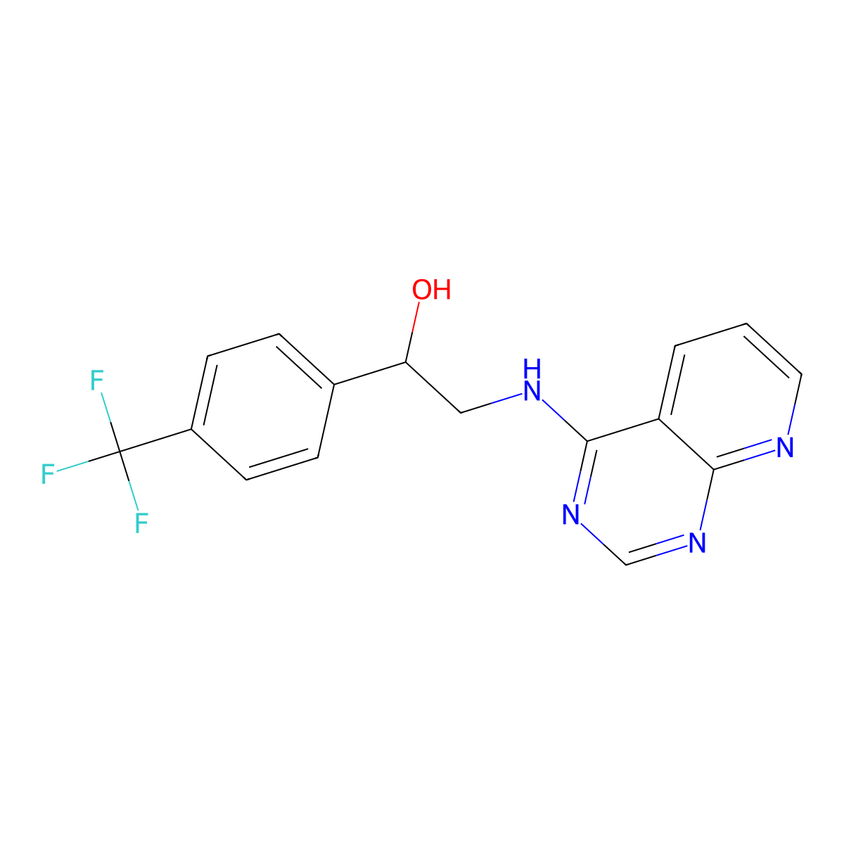 2-({Pyrido[2,3-d]pyrimidin-4-yl}amino)-1-[4-(trifluoromethyl)phenyl]ethan-1-ol molecular structure, CAS 2379953-81-6