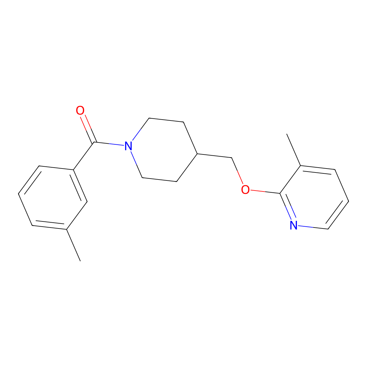 3-Methyl-2-{[1-(3-methylbenzoyl)piperidin-4-yl]methoxy}pyridine molecular structure, CAS 2379953-88-3