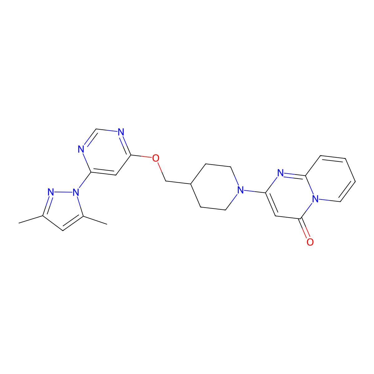 2-[4-({[6-(3,5-dimethyl-1H-pyrazol-1-yl)pyrimidin-4-yl]oxy}methyl)piperidin-1-yl]-4H-pyrido[1,2-a]pyrimidin-4-one molecular structure, CAS 2379970-31-5