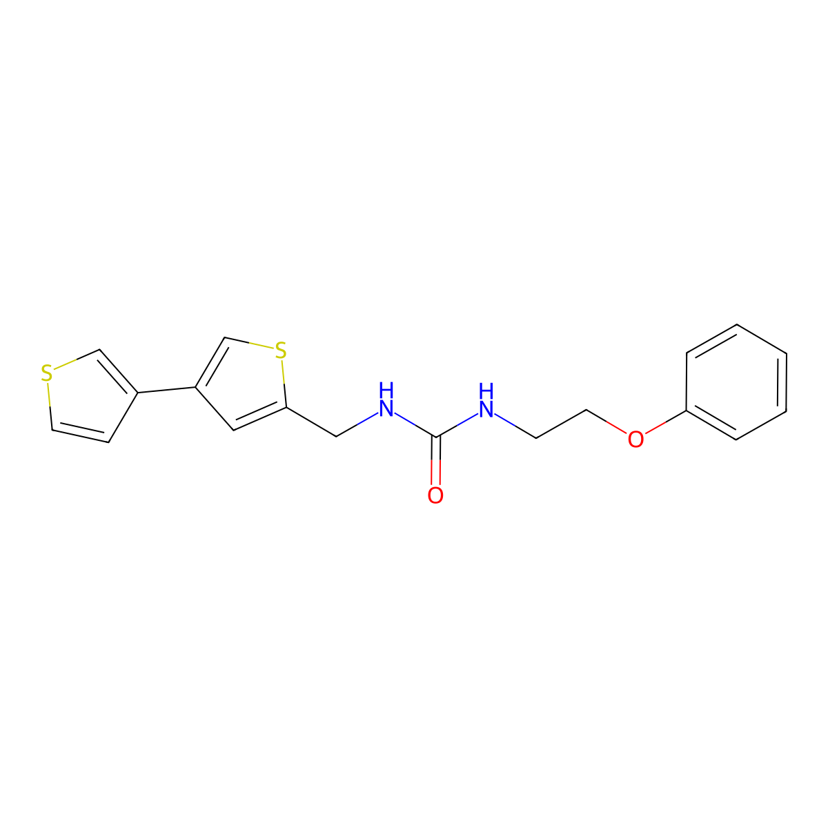 3-({[3,3'-Bithiophene]-5-yl}methyl)-1-(2-phenoxyethyl)urea molecular structure, CAS 2379970-35-9