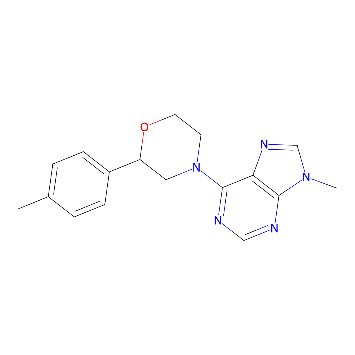 9-methyl-6-[2-(4-methylphenyl)morpholin-4-yl]-9H-purine molecular structure, CAS 2379970-37-1