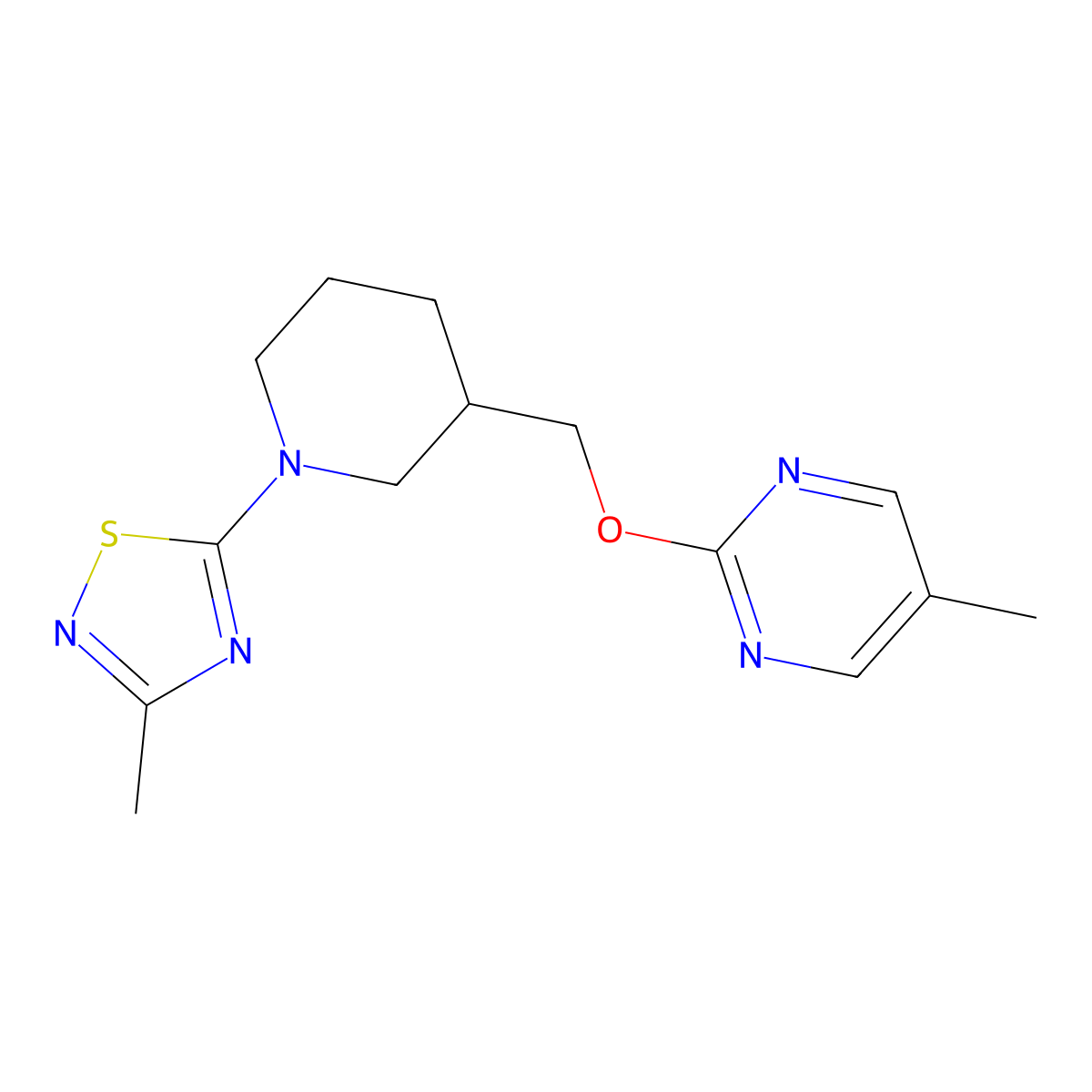 5-Methyl-2-{[1-(3-methyl-1,2,4-thiadiazol-5-yl)piperidin-3-yl]methoxy}pyrimidine molecular structure, CAS 2379970-38-2