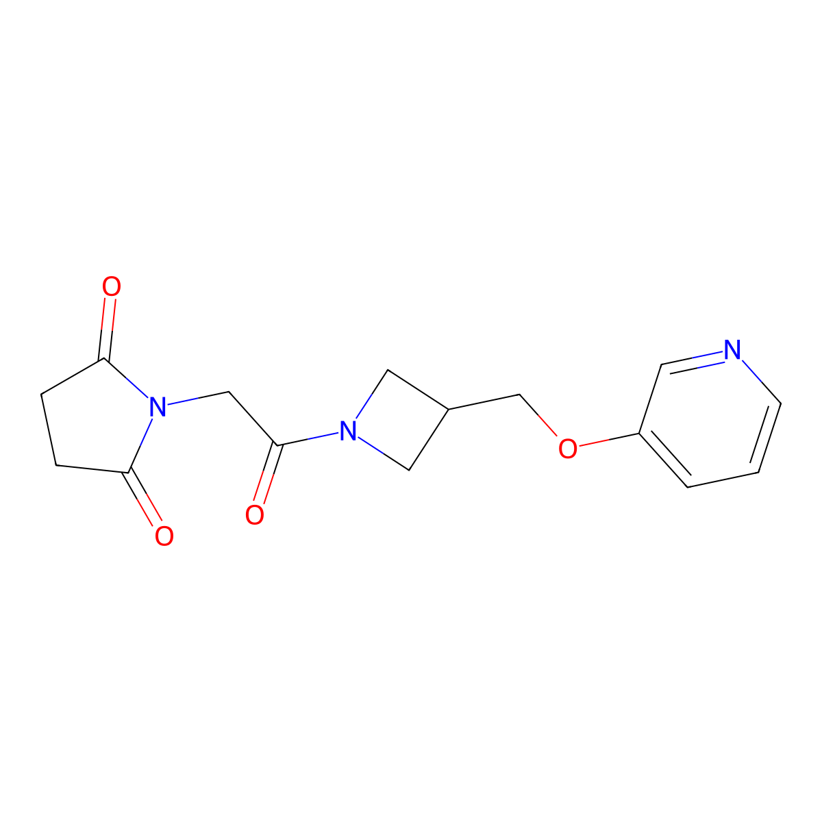 1-(2-Oxo-2-{3-[(pyridin-3-yloxy)methyl]azetidin-1-yl}ethyl)pyrrolidine-2,5-dione molecular structure, CAS 2379970-44-0