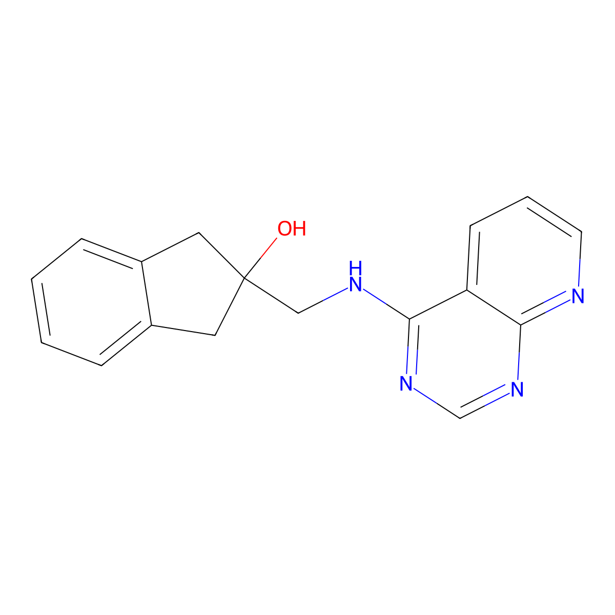 2-[({pyrido[2,3-d]pyrimidin-4-yl}amino)methyl]-2,3-dihydro-1H-inden-2-ol molecular structure, CAS 2379970-45-1