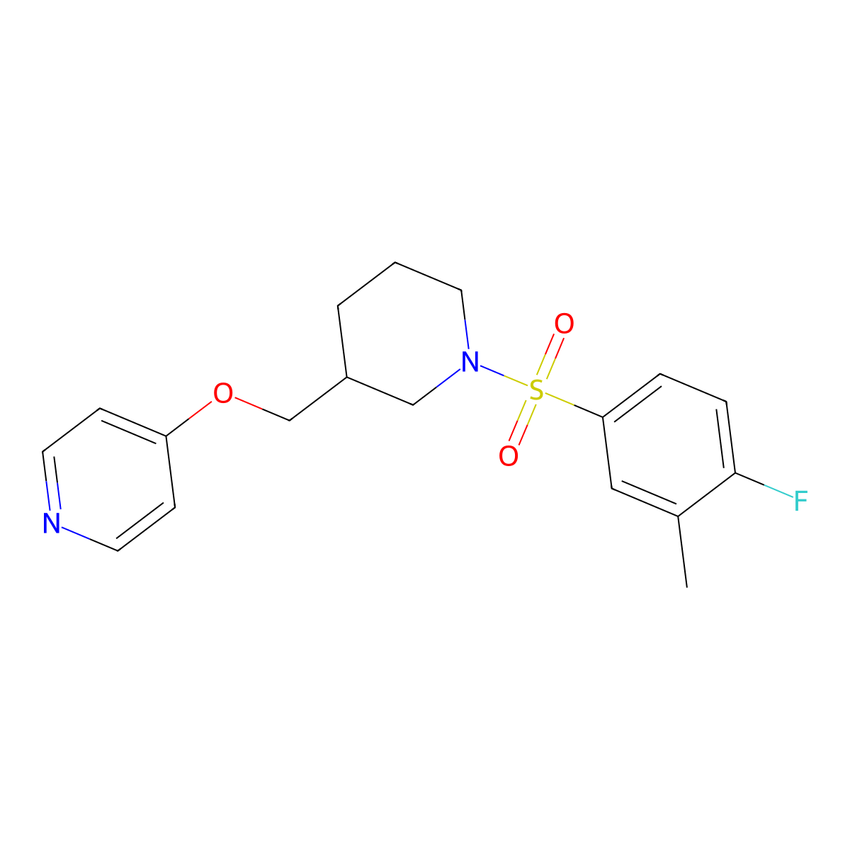 4-{[1-(4-Fluoro-3-methylbenzenesulfonyl)piperidin-3-yl]methoxy}pyridine molecular structure, CAS 2379970-47-3