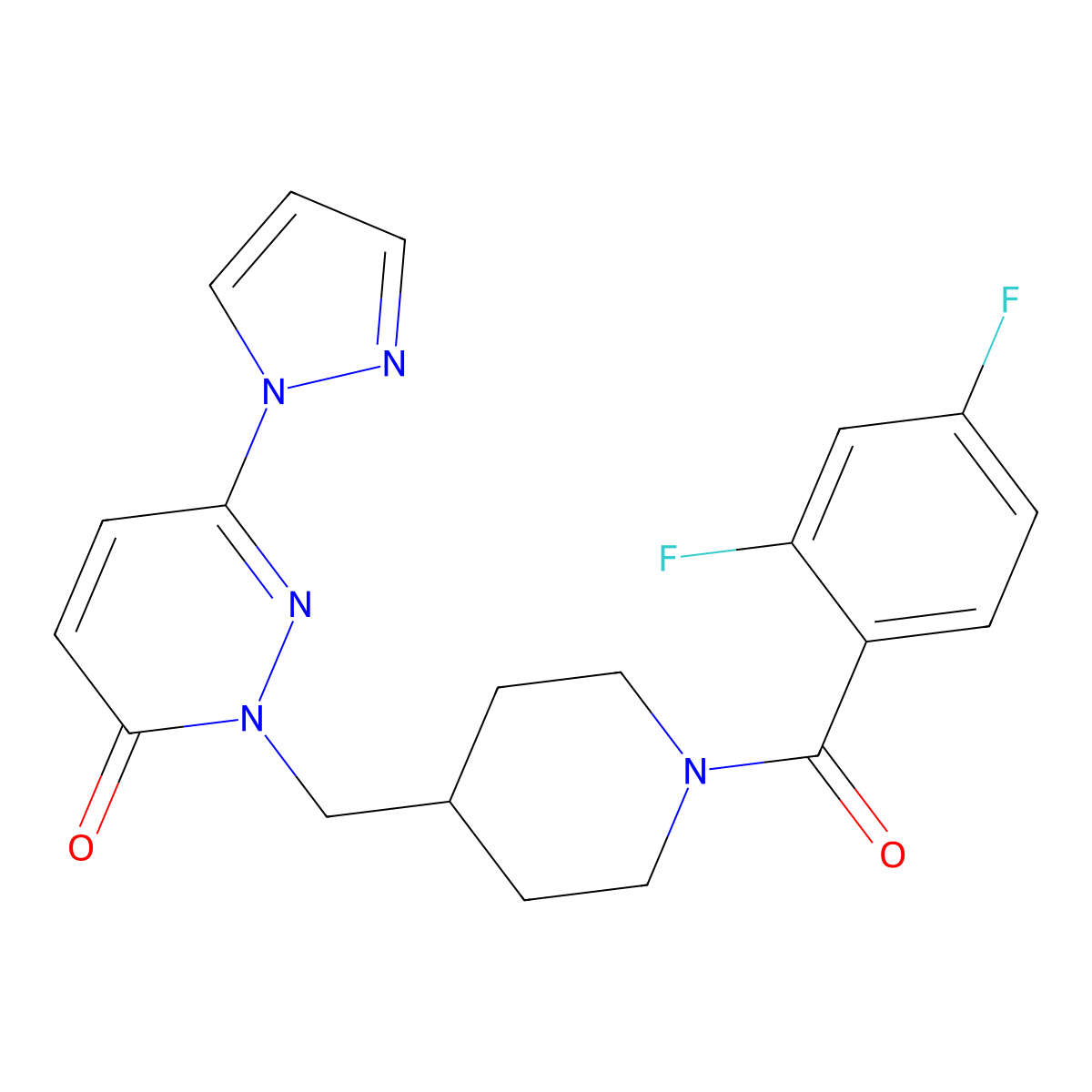 2-{[1-(2,4-difluorobenzoyl)piperidin-4-yl]methyl}-6-(1H-pyrazol-1-yl)-2,3-dihydropyridazin-3-one molecular structure, CAS 2379970-51-9
