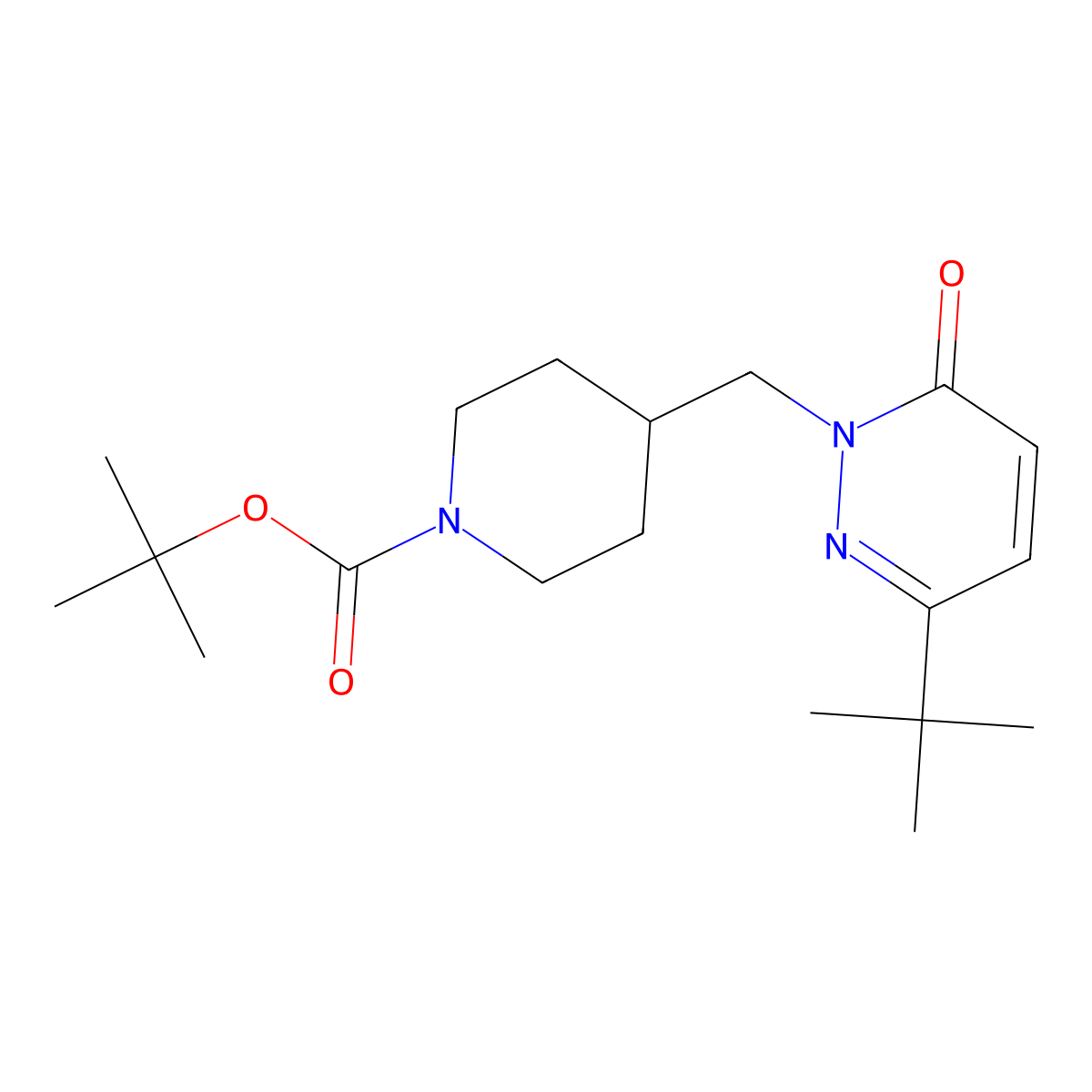 Tert-butyl 4-[(3-tert-butyl-6-oxo-1,6-dihydropyridazin-1-yl)methyl]piperidine-1-carboxylate molecular structure, CAS 2379970-53-1