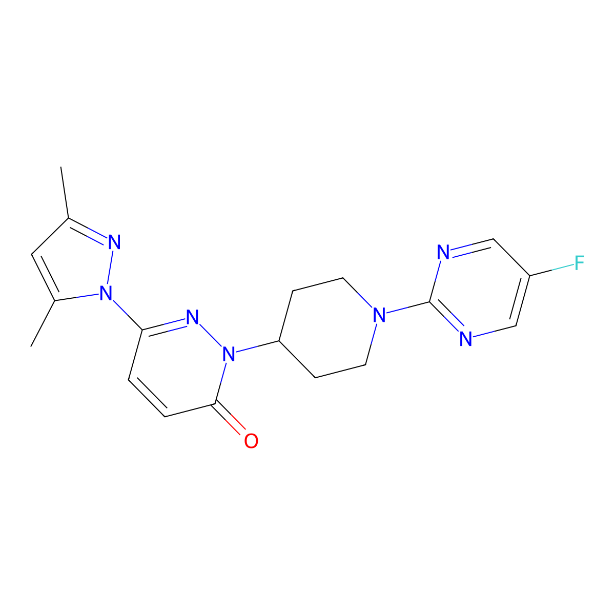 6-(3,5-dimethyl-1H-pyrazol-1-yl)-2-[1-(5-fluoropyrimidin-2-yl)piperidin-4-yl]-2,3-dihydropyridazin-3-one molecular structure, CAS 2379970-55-3