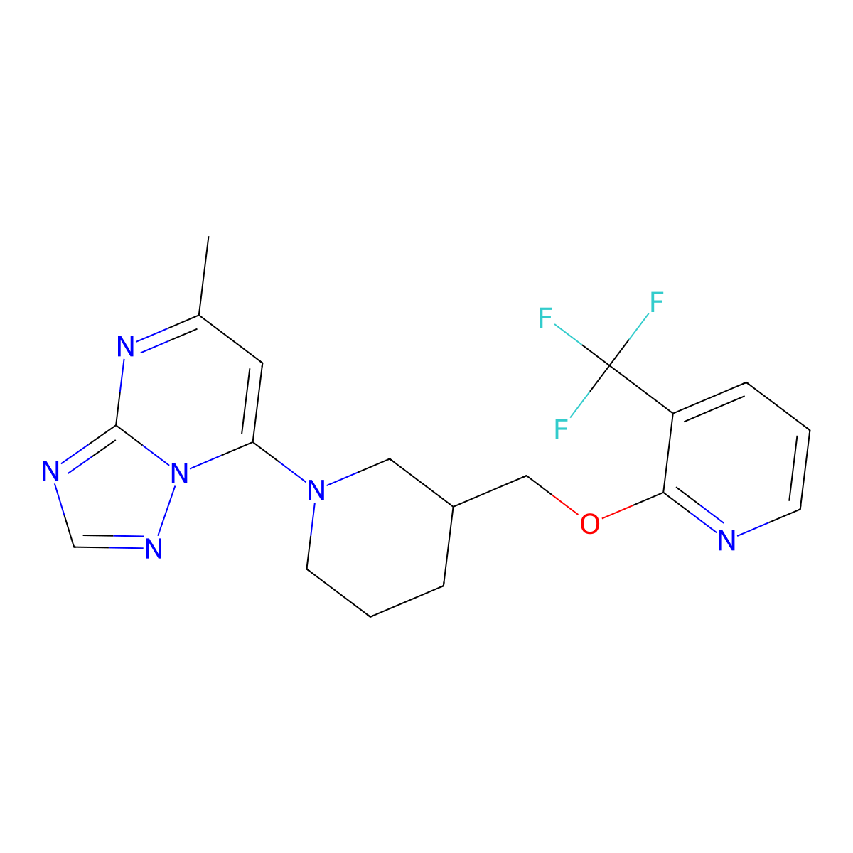 2-[(1-{5-Methyl-[1,2,4]triazolo[1,5-a]pyrimidin-7-yl}piperidin-3-yl)methoxy]-3-(trifluoromethyl)pyridine molecular structure, CAS 2379970-56-4