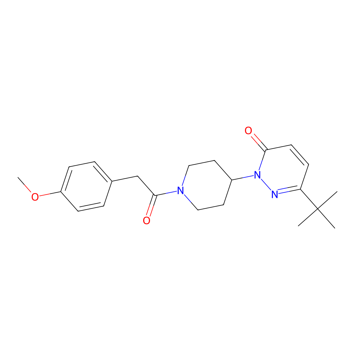 6-Tert-butyl-2-{1-[2-(4-methoxyphenyl)acetyl]piperidin-4-yl}-2,3-dihydropyridazin-3-one molecular structure, CAS 2379970-57-5
