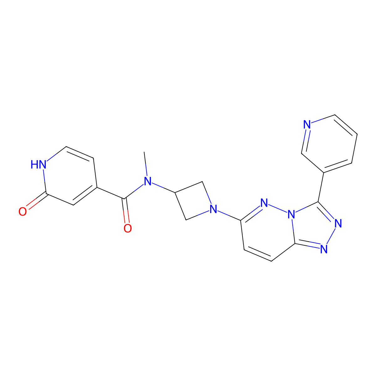 N-methyl-2-oxo-N-{1-[3-(pyridin-3-yl)-[1,2,4]triazolo[4,3-b]pyridazin-6-yl]azetidin-3-yl}-1,2-dihydropyridine-4-carboxamide molecular structure, CAS 2379970-63-3