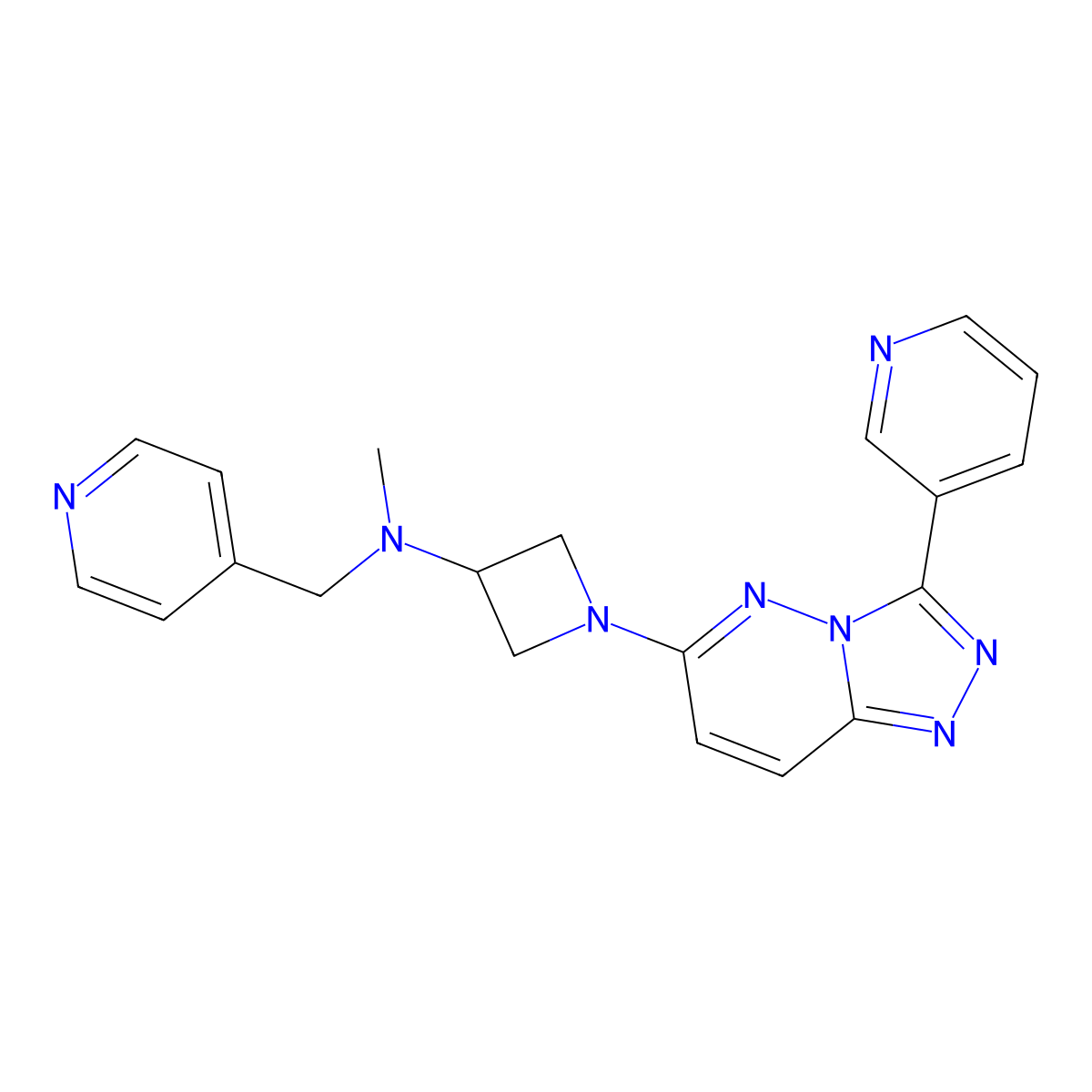 N-methyl-1-[3-(pyridin-3-yl)-[1,2,4]triazolo[4,3-b]pyridazin-6-yl]-N-[(pyridin-4-yl)methyl]azetidin-3-amine molecular structure, CAS 2379970-67-7