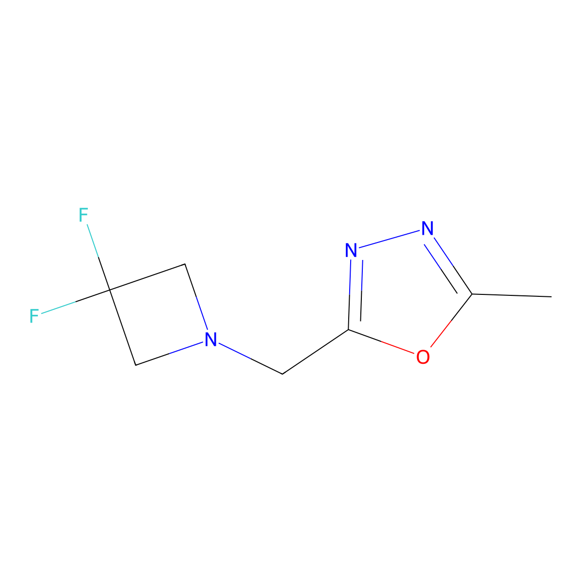 2-[(3,3-Difluoroazetidin-1-yl)methyl]-5-methyl-1,3,4-oxadiazole molecular structure, CAS 2379970-74-6