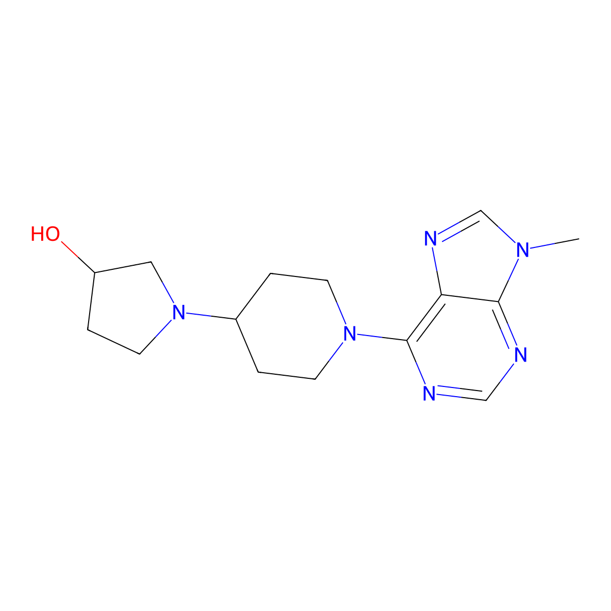 1-[1-(9-methyl-9H-purin-6-yl)piperidin-4-yl]pyrrolidin-3-ol molecular structure, CAS 2379970-81-5
