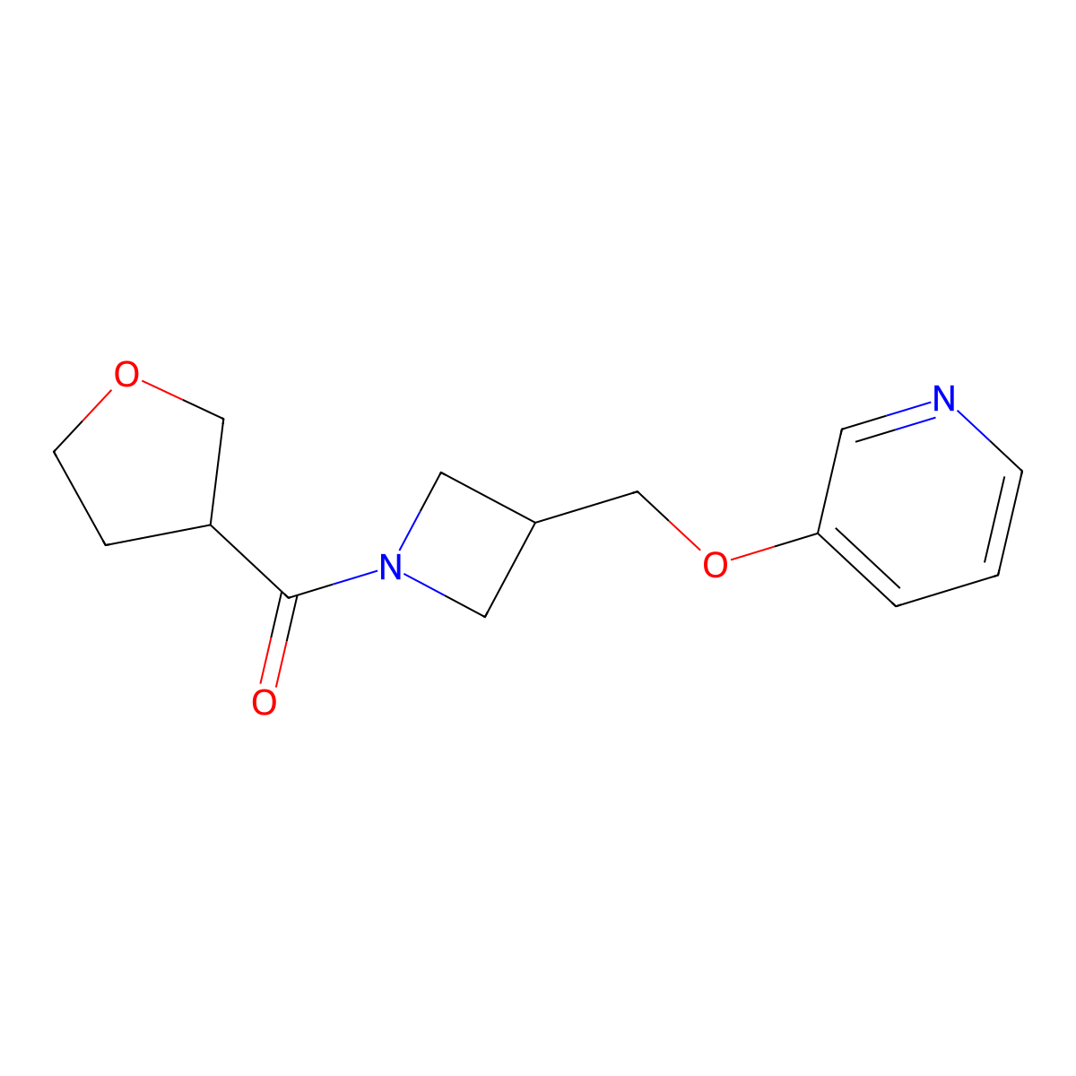 3-{[1-(Oxolane-3-carbonyl)azetidin-3-yl]methoxy}pyridine molecular structure, CAS 2379970-86-0