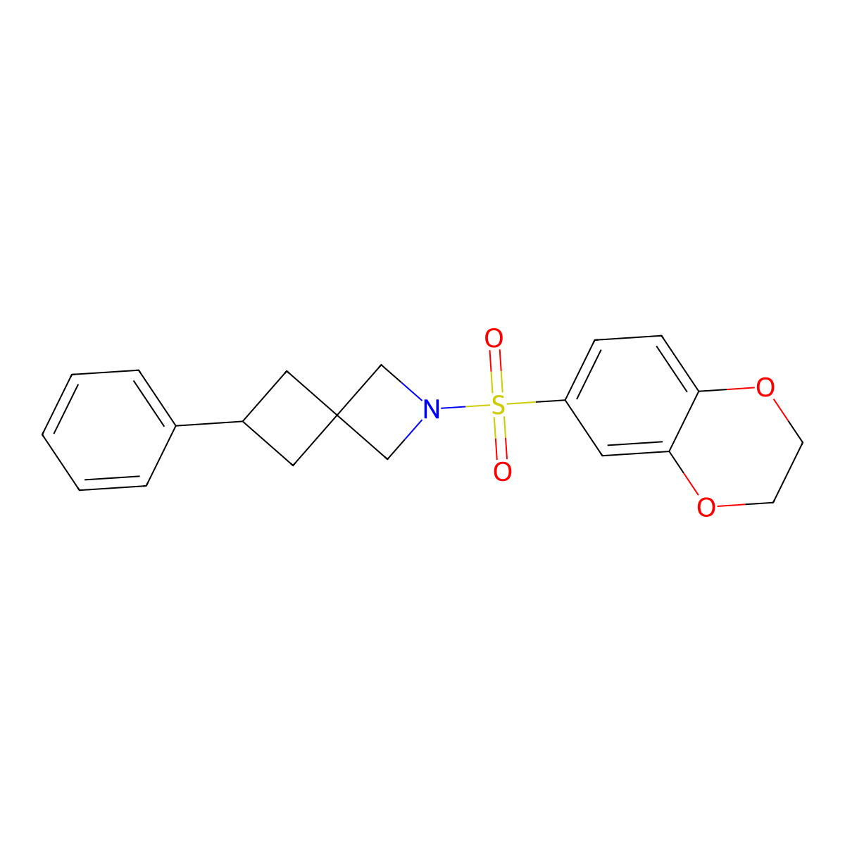 2-(2,3-Dihydro-1,4-benzodioxine-6-sulfonyl)-6-phenyl-2-azaspiro[3.3]heptane molecular structure, CAS 2379970-87-1
