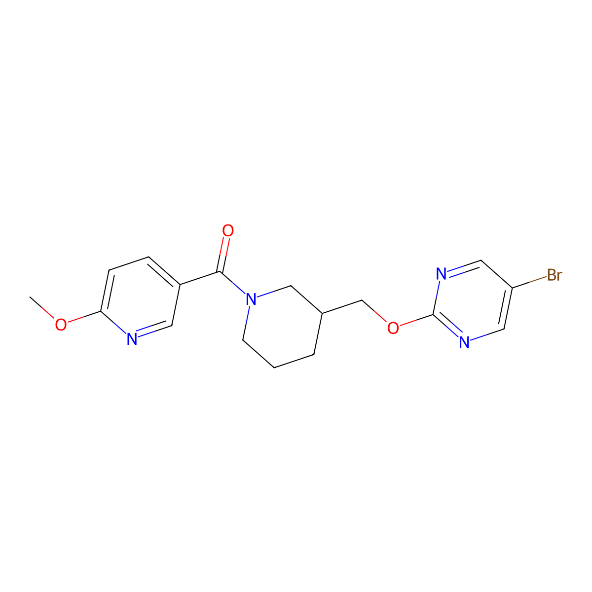 5-Bromo-2-{[1-(6-methoxypyridine-3-carbonyl)piperidin-3-yl]methoxy}pyrimidine molecular structure, CAS 2379970-88-2