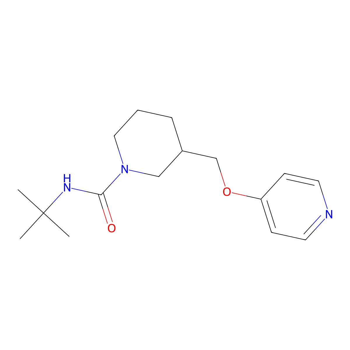 N-tert-butyl-3-[(pyridin-4-yloxy)methyl]piperidine-1-carboxamide molecular structure, CAS 2379970-89-3