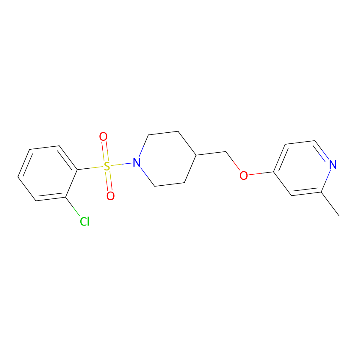 4-{[1-(2-Chlorobenzenesulfonyl)piperidin-4-yl]methoxy}-2-methylpyridine molecular structure, CAS 2379970-92-8