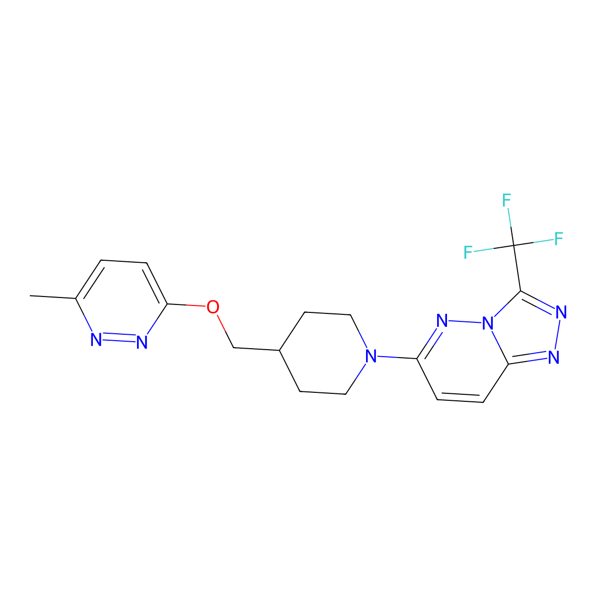3-Methyl-6-({1-[3-(trifluoromethyl)-[1,2,4]triazolo[4,3-b]pyridazin-6-yl]piperidin-4-yl}methoxy)pyridazine molecular structure, CAS 2379970-95-1