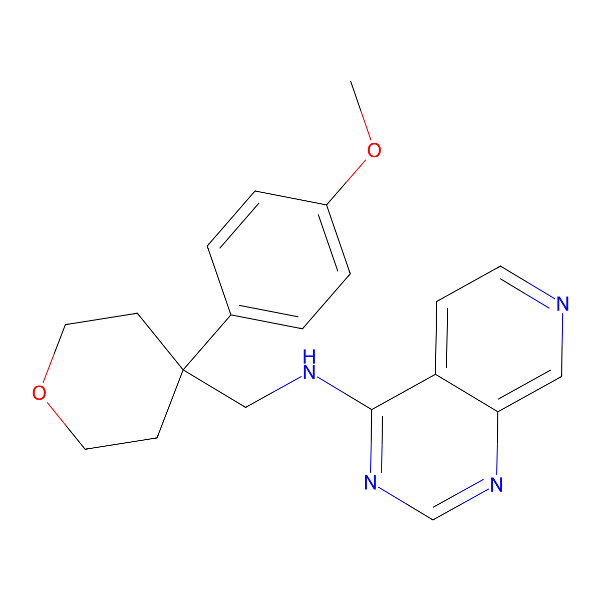 N-{[4-(4-methoxyphenyl)oxan-4-yl]methyl}pyrido[3,4-d]pyrimidin-4-amine molecular structure, CAS 2379970-99-5