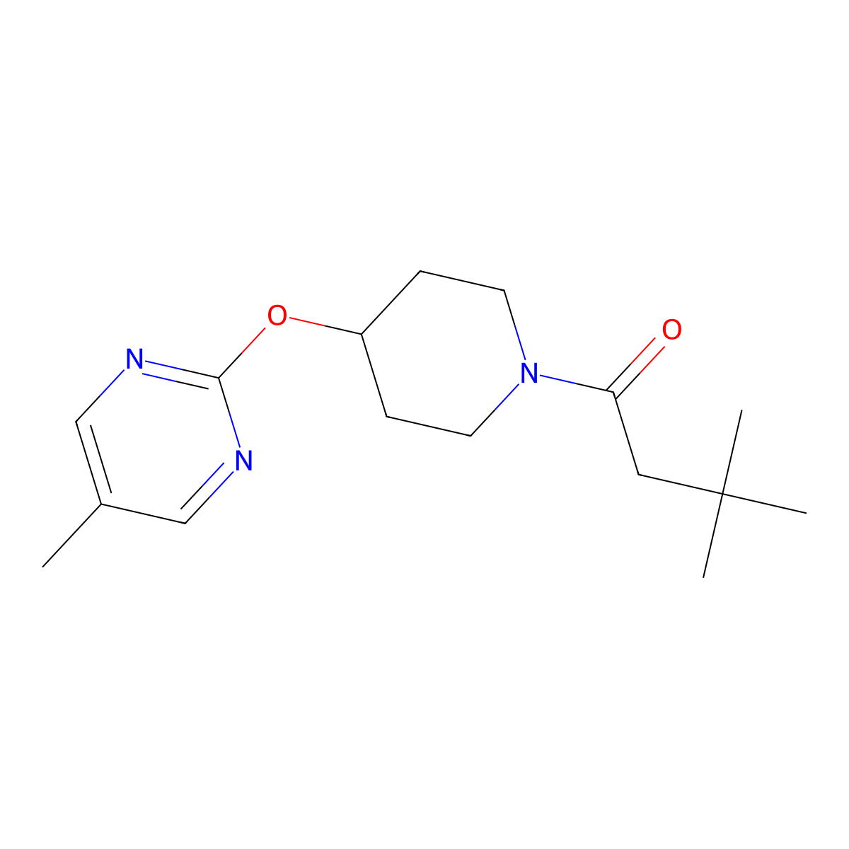 3,3-Dimethyl-1-{4-[(5-methylpyrimidin-2-yl)oxy]piperidin-1-yl}butan-1-one molecular structure, CAS 2379971-00-1