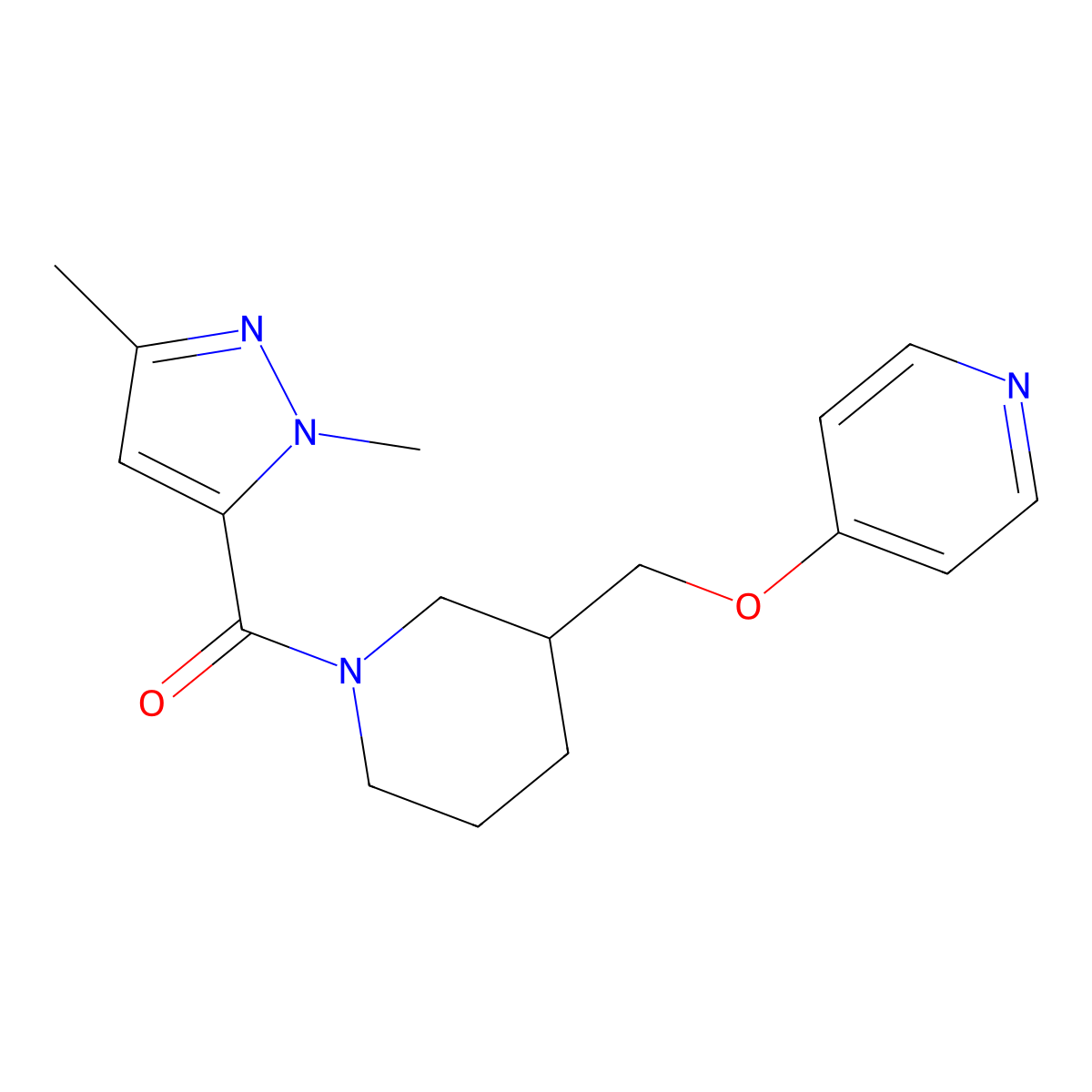 4-{[1-(1,3-dimethyl-1H-pyrazole-5-carbonyl)piperidin-3-yl]methoxy}pyridine molecular structure, CAS 2379971-02-3