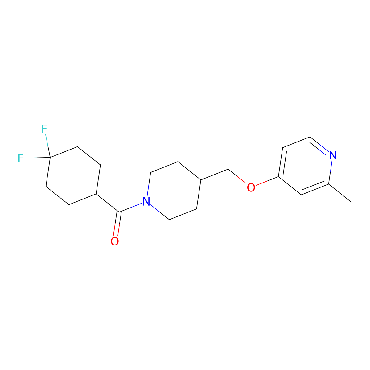 4-{[1-(4,4-Difluorocyclohexanecarbonyl)piperidin-4-yl]methoxy}-2-methylpyridine molecular structure, CAS 2379971-07-8