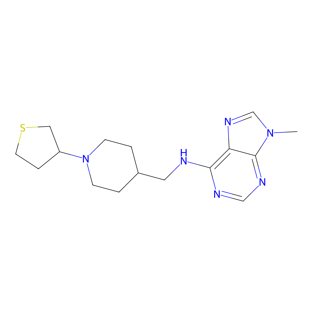 9-methyl-N-{[1-(thiolan-3-yl)piperidin-4-yl]methyl}-9H-purin-6-amine molecular structure, CAS 2379971-16-9
