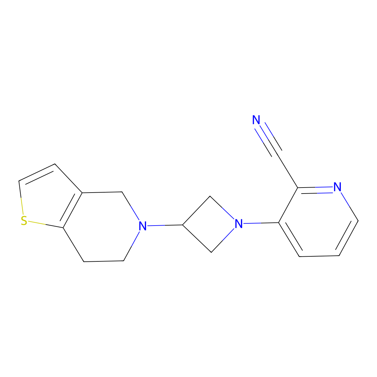 3-(3-{4H,5H,6H,7H-thieno[3,2-c]pyridin-5-yl}azetidin-1-yl)pyridine-2-carbonitrile molecular structure, CAS 2379971-29-4