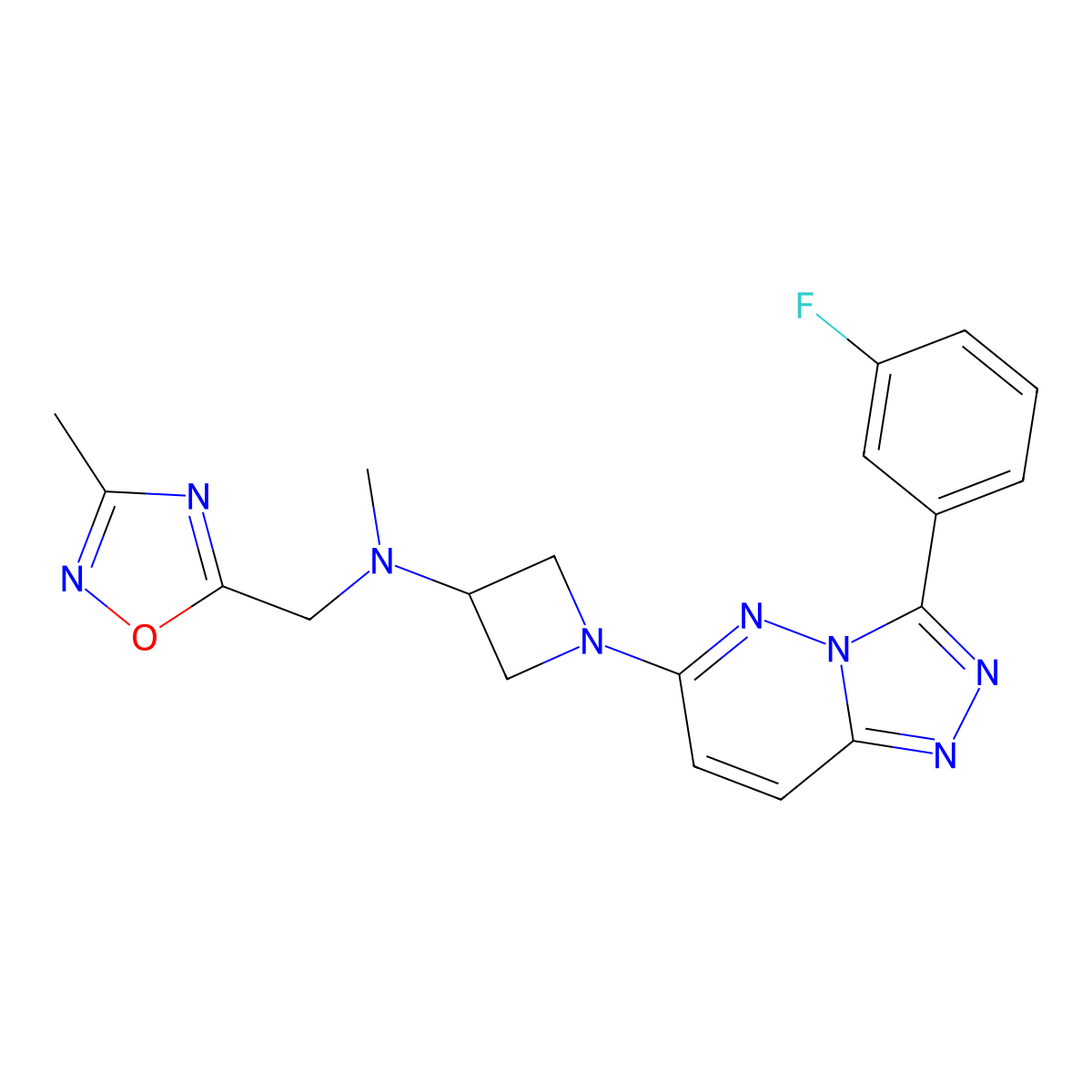 1-[3-(3-Fluorophenyl)-[1,2,4]triazolo[4,3-b]pyridazin-6-yl]-N-methyl-N-[(3-methyl-1,2,4-oxadiazol-5-yl)methyl]azetidin-3-amine molecular structure, CAS 2379971-31-8