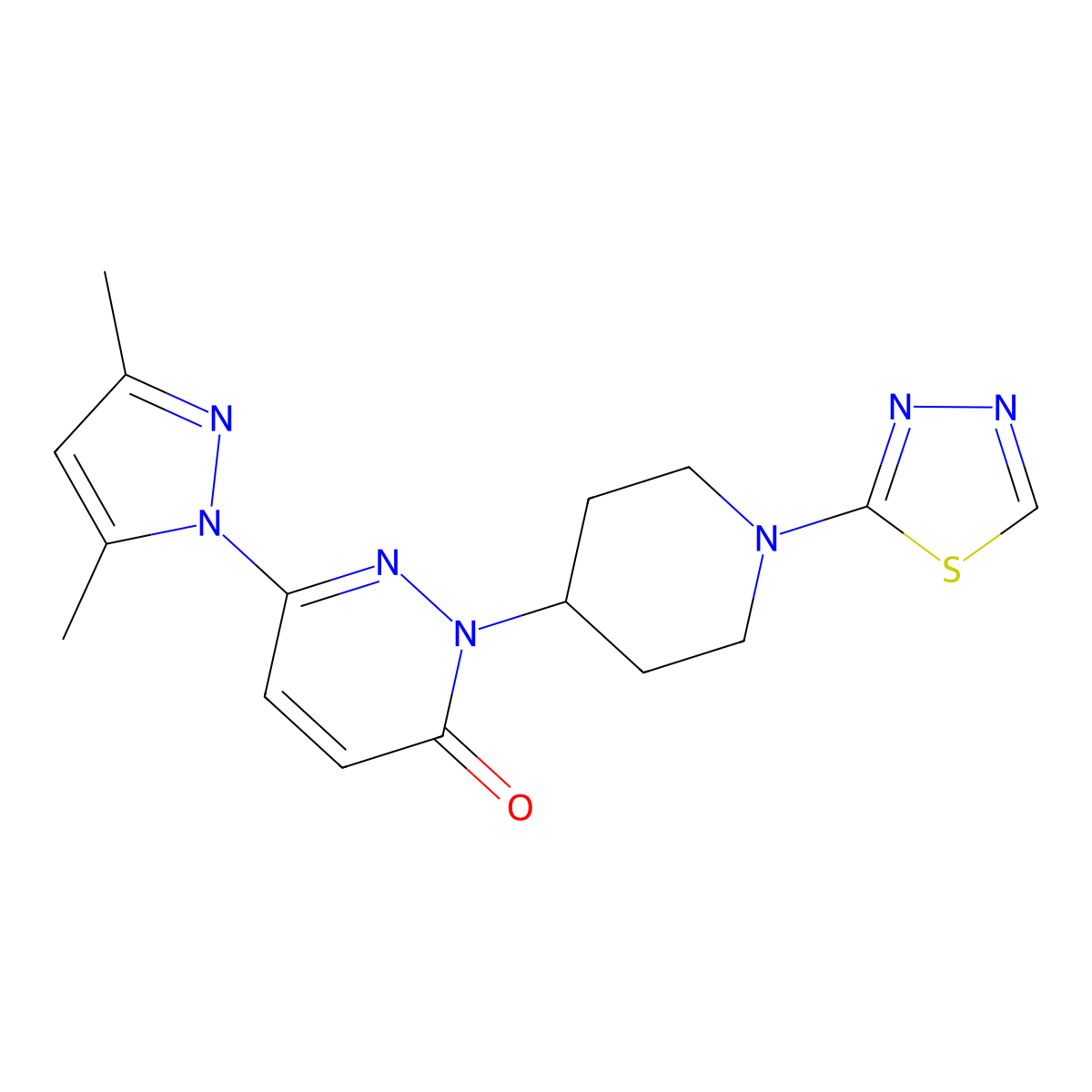 6-(3,5-dimethyl-1H-pyrazol-1-yl)-2-[1-(1,3,4-thiadiazol-2-yl)piperidin-4-yl]-2,3-dihydropyridazin-3-one molecular structure, CAS 2379971-33-0