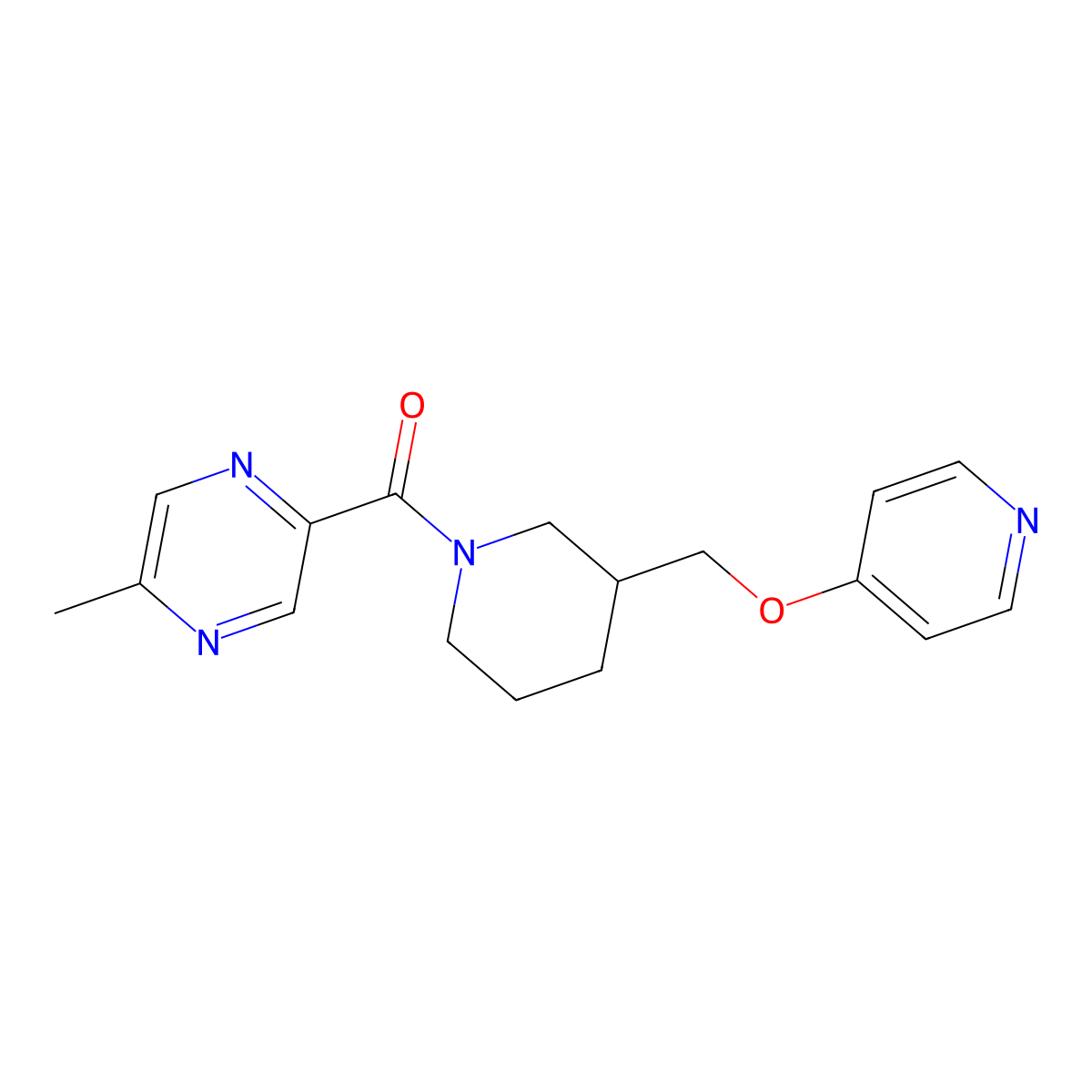 2-Methyl-5-{3-[(pyridin-4-yloxy)methyl]piperidine-1-carbonyl}pyrazine molecular structure, CAS 2379971-35-2