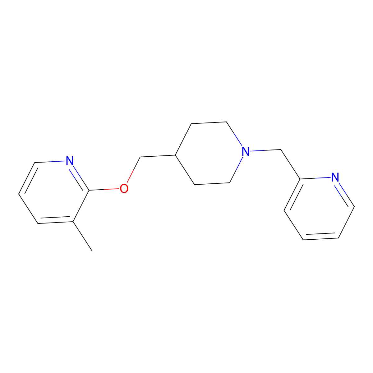 3-Methyl-2-({1-[(pyridin-2-yl)methyl]piperidin-4-yl}methoxy)pyridine molecular structure, CAS 2379971-37-4