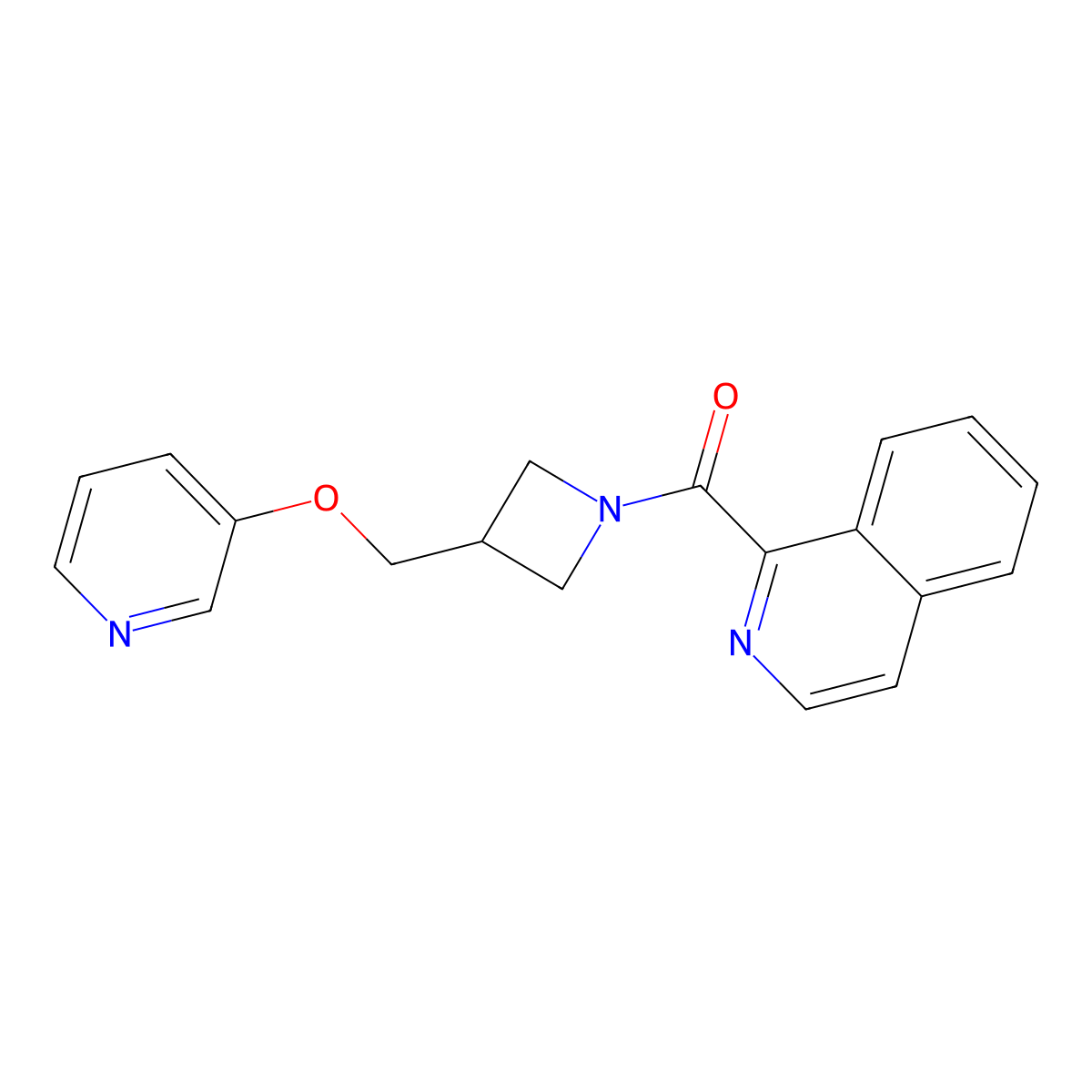 1-{3-[(Pyridin-3-yloxy)methyl]azetidine-1-carbonyl}isoquinoline molecular structure, CAS 2379971-38-5