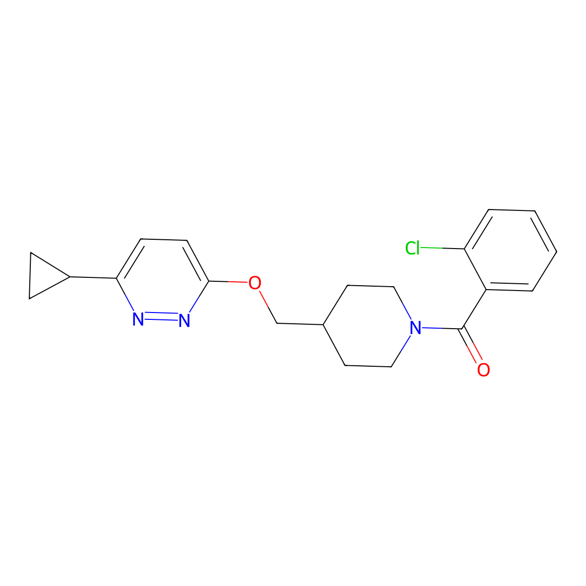 3-{[1-(2-Chlorobenzoyl)piperidin-4-yl]methoxy}-6-cyclopropylpyridazine molecular structure, CAS 2379971-42-1