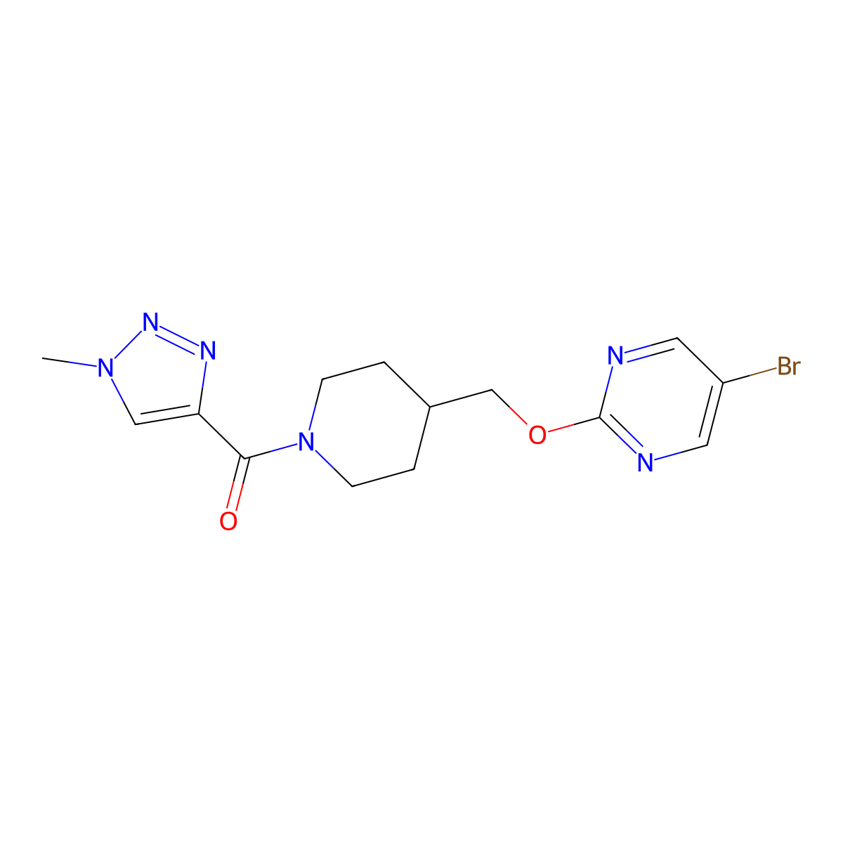 5-bromo-2-{[1-(1-methyl-1H-1,2,3-triazole-4-carbonyl)piperidin-4-yl]methoxy}pyrimidine molecular structure, CAS 2379971-44-3