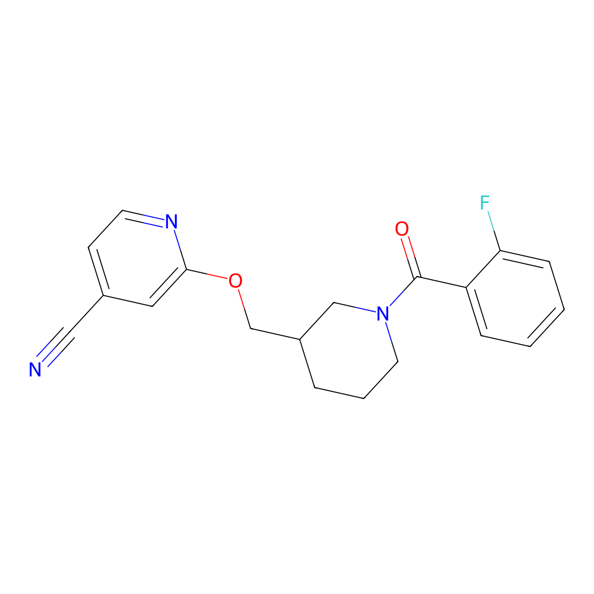 2-{[1-(2-Fluorobenzoyl)piperidin-3-yl]methoxy}pyridine-4-carbonitrile molecular structure, CAS 2379971-55-6