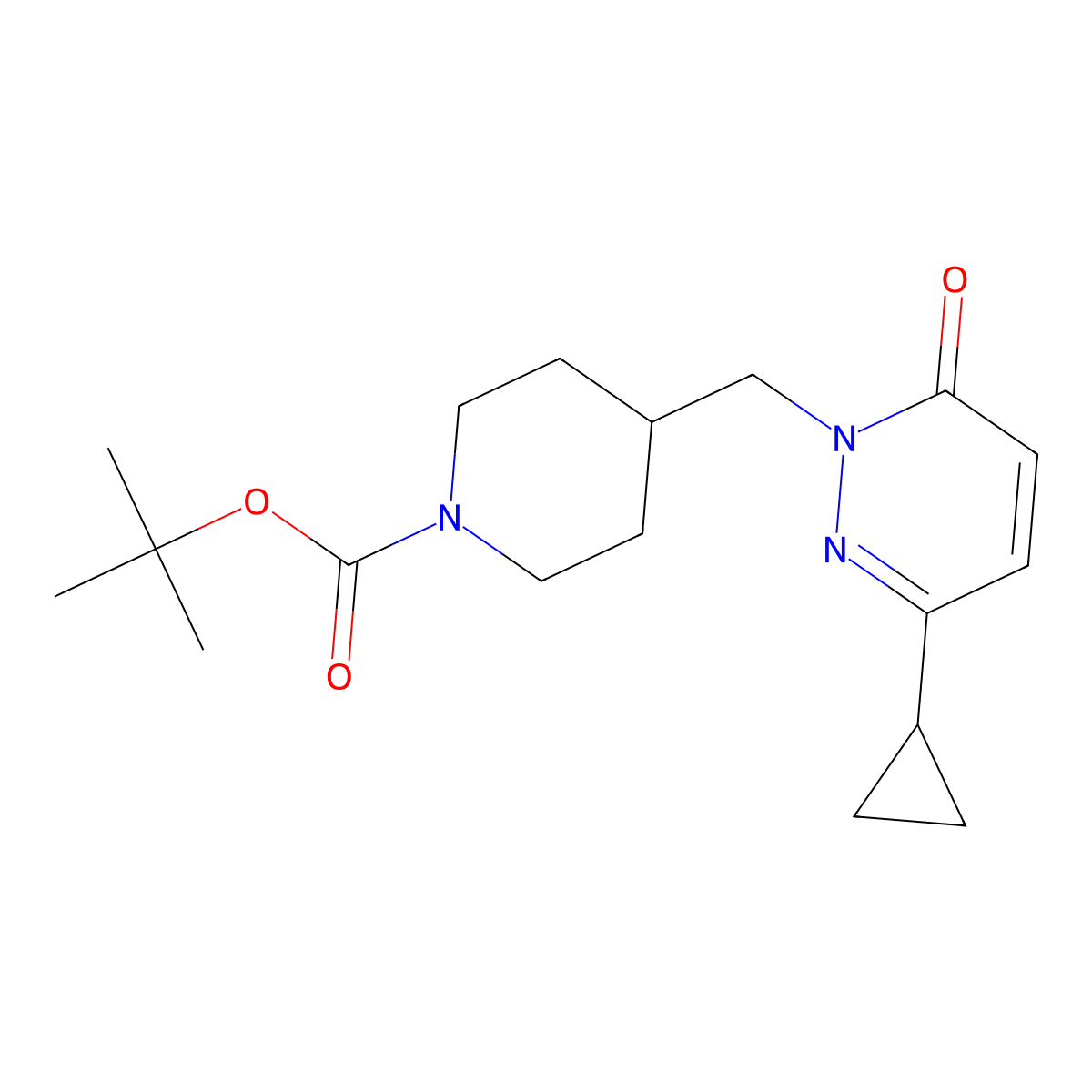 Tert-butyl 4-[(3-cyclopropyl-6-oxo-1,6-dihydropyridazin-1-yl)methyl]piperidine-1-carboxylate molecular structure, CAS 2379971-56-7