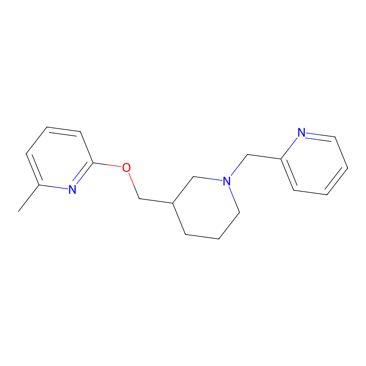 2-Methyl-6-({1-[(pyridin-2-yl)methyl]piperidin-3-yl}methoxy)pyridine molecular structure, CAS 2379971-58-9