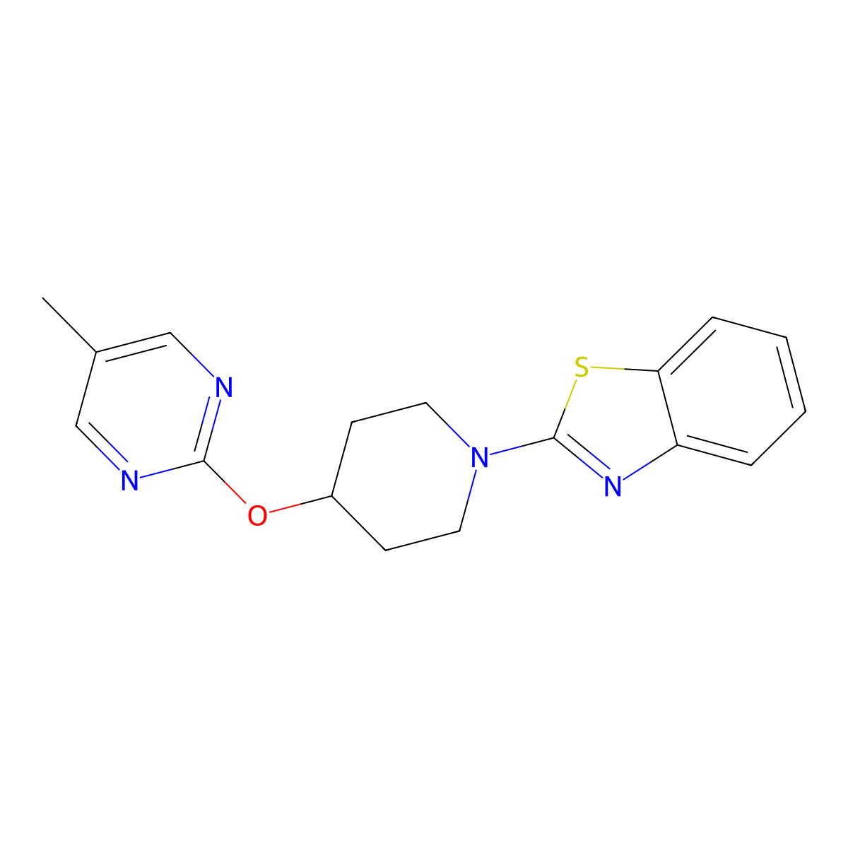 2-{4-[(5-Methylpyrimidin-2-yl)oxy]piperidin-1-yl}-1,3-benzothiazole molecular structure, CAS 2379971-59-0