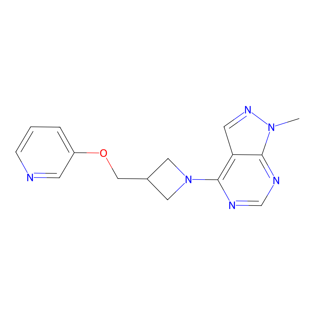 3-[(1-{1-methyl-1H-pyrazolo[3,4-d]pyrimidin-4-yl}azetidin-3-yl)methoxy]pyridine molecular structure, CAS 2379971-64-7