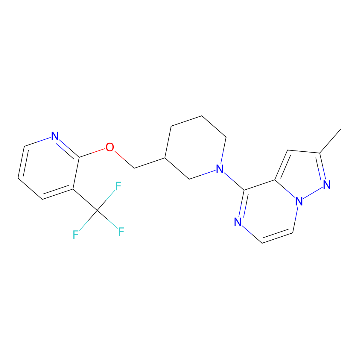 2-[(1-{2-Methylpyrazolo[1,5-a]pyrazin-4-yl}piperidin-3-yl)methoxy]-3-(trifluoromethyl)pyridine molecular structure, CAS 2379971-65-8