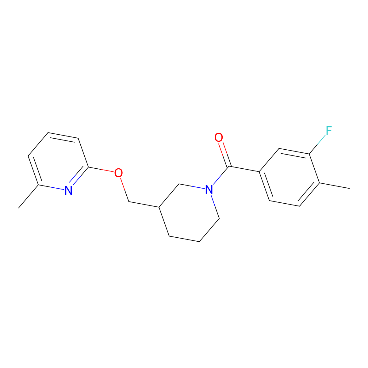 2-{[1-(3-Fluoro-4-methylbenzoyl)piperidin-3-yl]methoxy}-6-methylpyridine molecular structure, CAS 2379971-69-2