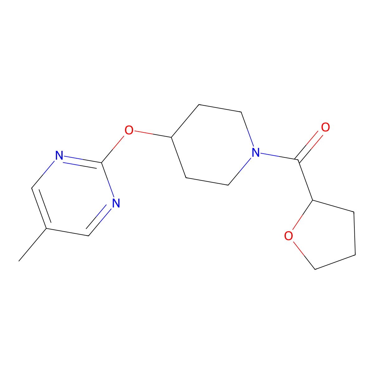 5-Methyl-2-{[1-(oxolane-2-carbonyl)piperidin-4-yl]oxy}pyrimidine molecular structure, CAS 2379971-73-8