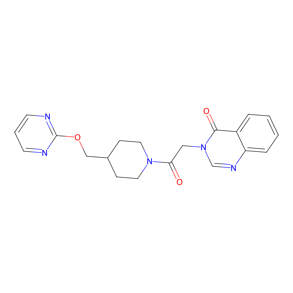 3-(2-Oxo-2-{4-[(pyrimidin-2-yloxy)methyl]piperidin-1-yl}ethyl)-3,4-dihydroquinazolin-4-one molecular structure, CAS 2379971-79-4