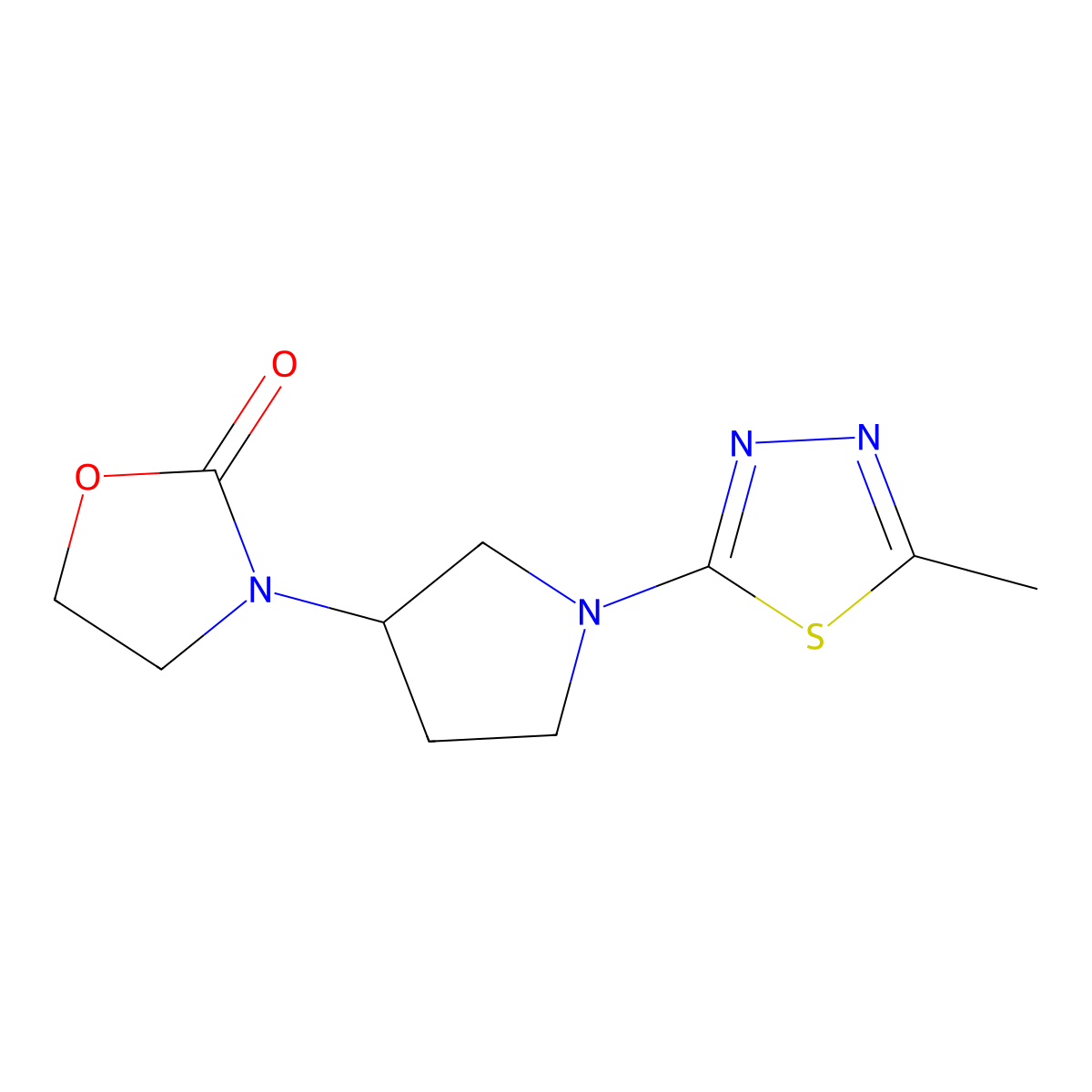 3-[1-(5-Methyl-1,3,4-thiadiazol-2-yl)pyrrolidin-3-yl]-1,3-oxazolidin-2-one molecular structure, CAS 2379971-80-7